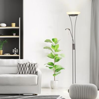 Lightbox LED Deckenfluter Basic Stehleuchte mit einstellbarem Lesearm Helligkeit über Drehdimmer einstellbar & 1,8 m Höhe max. 2500 lm 3000 K Lightbox LED Deckenfluter Basic Stehleuchte mit einstellbarem Lesearm Helligkeit über Drehdimmer einstellbar & 1,8 m Höhe max. 2500 lm 3000 K