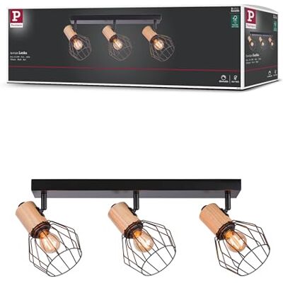 Paulmann 66768 Strahler Lanke 3-flammig max. 3x20 Watt Deckenleuchte Schwarz/Holz Spot Metall E14 Paulmann 66768 Strahler Lanke 3-flammig max. 3x20 Watt Deckenleuchte Schwarz/Holz Spot Metall E14
