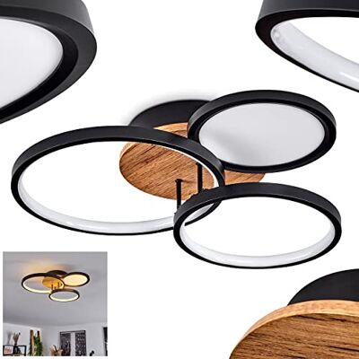 HOFSTEIN LED Deckenleuchte Avelal, moderne Deckenlampe aus Metall/Holz/Kunststoff in Schwarz/Natur/Weiß, Leuchte mit 3 Ringen Ø 17 cm, 21 cm, 25,5 cm, 1500 Lumen, 3000 Kelvin, 30 Watt, Schlafzimmer HOFSTEIN LED Deckenleuchte Avelal, moderne Deckenlampe aus Metall/Holz/Kunststoff in Schwarz/Natur/Weiß, Leuchte mit 3 Ringen Ø 17 cm, 21 cm, 25,5 cm, 1500 Lumen, 3000 Kelvin, 30 Watt, Schlafzimmer