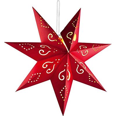 hellum LED Weihnachtsstern Batterie innen rot Ø60cm, Timer & Fernbedienung Papierstern beleuchtet rot Batterie (3xAA), 30 LED warmweiß, Weihnachtsstern beleuchtet Fernbedienung für Fenster 521795 hellum LED Weihnachtsstern Batterie innen rot Ø60cm, Timer & Fernbedienung Papierstern beleuchtet rot Batterie (3xAA), 30 LED warmweiß, Weihnachtsstern beleuchtet Fernbedienung für Fenster 521795