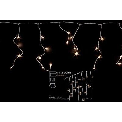 Lumineo Lichtervorhang Icicle Twinkle warm weiß 119 LEDs 5 Meter weißes Kabel Indoor & Outdoor Timer IP44 Schutz 8 Twinkle Effekte Lumineo Lichtervorhang Icicle Twinkle warm weiß 119 LEDs 5 Meter weißes Kabel Indoor & Outdoor Timer IP44 Schutz 8 Twinkle Effekte