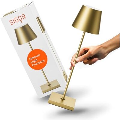 SIGOR Nuindie 2.0 LED Akku-Tischlampe, goldfarben Dimmbar • Indoor & Outdoor • IP54 • 38 cm • USB-C • 12 h Leuchtdauer SIGOR Nuindie 2.0 LED Akku-Tischlampe, goldfarben Dimmbar • Indoor & Outdoor • IP54 • 38 cm • USB-C • 12 h Leuchtdauer