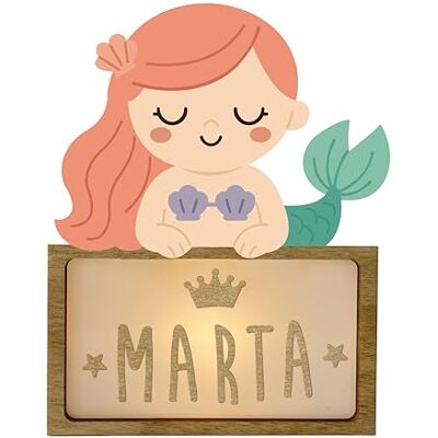 WONDEE Personalisierte Lampe mit Namen – Nachtlicht für Kinder Meerjungfrau, Babygeschenk für Jungen und Mädchen, Taufgeschenk für Mädchen und Jungen (inkl. USB-C-Kabel) WONDEE Personalisierte Lampe mit Namen – Nachtlicht für Kinder Meerjungfrau, Babygeschenk für Jungen und Mädchen, Taufgeschenk für Mädchen und Jungen (inkl. USB-C-Kabel)