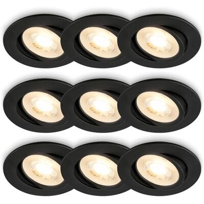BRILONER 3x 3er-Set LED Einbaustrahler flach, schwenkbar, warmweißes Licht, LED Spot, flach, Deckenspots, Spots 230V, Einbauleuchten, Einbauspots, 68mm Lochmass, 8x2,2 cm, Schwarz BRILONER 3x 3er-Set LED Einbaustrahler flach, schwenkbar, warmweißes Licht, LED Spot, flach, Deckenspots, Spots 230V, Einbauleuchten, Einbauspots, 68mm Lochmass, 8x2,2 cm, Schwarz