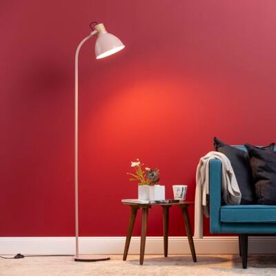 Lightbox Stehlampe Holz & Metall, Hellrose, schwenkbare Leuchte Standlampe mit Fußschalter fürs Wohn- und Schlafzimmer, max. 40 W, moderner Lightbox Stehlampe Holz & Metall, Hellrose, schwenkbare Leuchte Standlampe mit Fußschalter fürs Wohn- und Schlafzimmer, max. 40 W, moderner