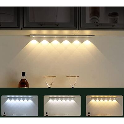 WRMING LED Schrankleuchte Küche mit Bewegungsmelder Unterbauleuchte Batteriebetrieben Akku Kabellos USB Aufladbar Dünn Schranklicht mit Schalter Magnetic Lampe,3000K/4000K/6000K,Grau(60cm 6LEDs 2400mAh) WRMING LED Schrankleuchte Küche mit Bewegungsmelder Unterbauleuchte Batteriebetrieben Akku Kabellos USB Aufladbar Dünn Schranklicht mit Schalter Magnetic Lampe,3000K/4000K/6000K,Grau(60cm 6LEDs 2400mAh)