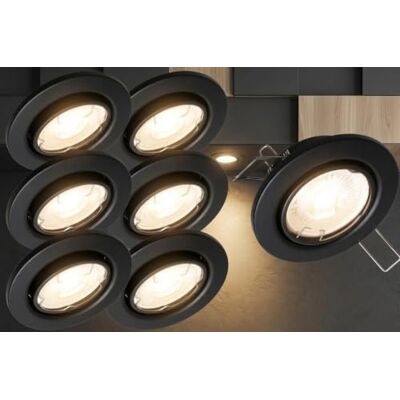 Trango 6er Set 6729-065MCOB LED Einbaustrahler in Schwarz matt schwenkbar inkl. 6x 3000K warmweiß Ultra Flach LED Modul, Einbauspots, Deckenstrahler, Deckenlampe, Badleuchte, Deckenleuchte, Spots Trango 6er Set 6729-065MCOB LED Einbaustrahler in Schwarz matt schwenkbar inkl. 6x 3000K warmweiß Ultra Flach LED Modul, Einbauspots, Deckenstrahler, Deckenlampe, Badleuchte, Deckenleuchte, Spots