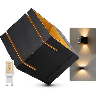 SSC-LUXon KOURA DUO Wandleuchte schwarz gold inkl. G9 3W Lampe warmweiß – Up & Down Wandstrahler innen indirekte Beleuchtung SSC-LUXon KOURA DUO Wandleuchte schwarz gold inkl. G9 3W Lampe warmweiß – Up & Down Wandstrahler innen indirekte Beleuchtung