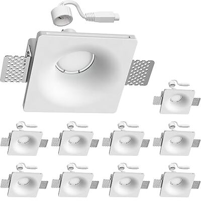ledscom.de Gips Einbaustrahler GIDS DIY inkl. GU10 Lampe je 450lm warm-weiß 10er Set ledscom.de Gips Einbaustrahler GIDS DIY inkl. GU10 Lampe je 450lm warm-weiß 10er Set