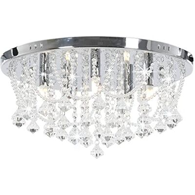 vidaXL Deckenleuchte mit Kristallperlen Kristall Kronleuchter Lüster Decken Beleuchtung Deckenlampe Wohnzimmer Lampe Leuchte Silbern Rund 4xG9 Glühbirnen vidaXL Deckenleuchte mit Kristallperlen Kristall Kronleuchter Lüster Decken Beleuchtung Deckenlampe Wohnzimmer Lampe Leuchte Silbern Rund 4xG9 Glühbirnen