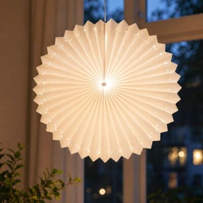 hellum Sunny Lampion innen, weiß, Ø40cm, Schalter & Stecker, inkl. LED Papierlampenschirm inkl. LED E14 warmweiß, Papierlaterne für Fensterdekoration, Papierlampe zum Aufhängen Hochzeit 523560 hellum Sunny Lampion innen, weiß, Ø40cm, Schalter & Stecker, inkl. LED Papierlampenschirm inkl. LED E14 warmweiß, Papierlaterne für Fensterdekoration, Papierlampe zum Aufhängen Hochzeit 523560
