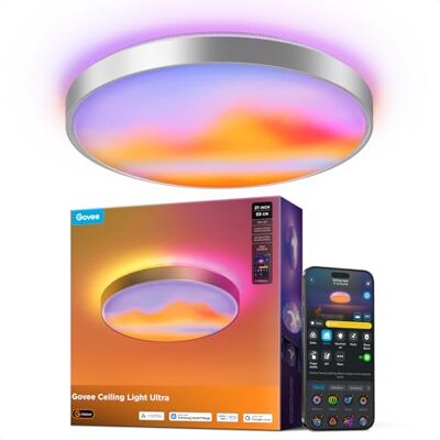 Govee Deckenlampe Ultra, 5000lm AI Deckenleuchte für Wohnzimmer, 53,5 cm 2700K-6500K Dimmbare Decken-Canvas, 616 Matrix-Lampenperlen, RGBWWIC DIY Funktion, DaySync, Smart-Integration, 100 Szenen Govee Deckenlampe Ultra, 5000lm AI Deckenleuchte für Wohnzimmer, 53,5 cm 2700K-6500K Dimmbare Decken-Canvas, 616 Matrix-Lampenperlen, RGBWWIC DIY Funktion, DaySync, Smart-Integration, 100 Szenen