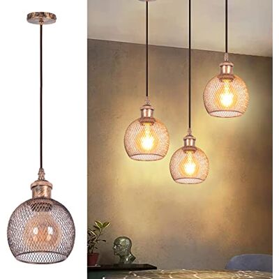 TWSXTE E27 Vintage Pendelleuchte, industrielle Retro-Deckenleuchte, Käfig-Kronleuchter im Vintage-Stil, Innenbeleuchtung, verstellbare Seildekoration TWSXTE E27 Vintage Pendelleuchte, industrielle Retro-Deckenleuchte, Käfig-Kronleuchter im Vintage-Stil, Innenbeleuchtung, verstellbare Seildekoration