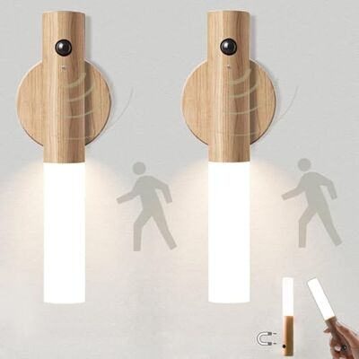 VOMI Akku Wandleuchte Holz Treppenlicht mit Bewegungsmelder Innen Warmweiß 2 Stück Kabellose Batterie Lampe mit Bewegungsmelder Wiederaufladbar LED Nachtlicht mit Bewegungssensor Treppen VOMI Akku Wandleuchte Holz Treppenlicht mit Bewegungsmelder Innen Warmweiß 2 Stück Kabellose Batterie Lampe mit Bewegungsmelder Wiederaufladbar LED Nachtlicht mit Bewegungssensor Treppen