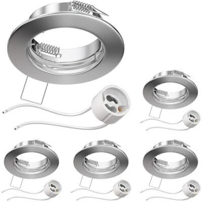 ledscom.de 5x Decken-Einbaurahmen FERE Einbaurahmen chrom matt (LED/Halogen/GU10/MR16/PAR16/50mm) inkl. GU10 Fassung ledscom.de 5x Decken-Einbaurahmen FERE Einbaurahmen chrom matt (LED/Halogen/GU10/MR16/PAR16/50mm) inkl. GU10 Fassung
