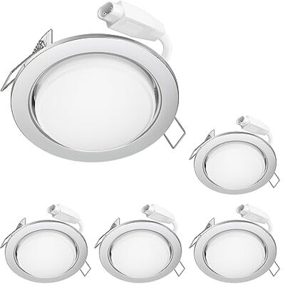 ledscom.de LED Decken-Einbaustrahler RUBA chrom matt GX30,525W je 560lm weiß rund flach 107mm Ø Lochkreis ca. 83-100mm Ø 5er Set ledscom.de LED Decken-Einbaustrahler RUBA chrom matt GX30,525W je 560lm weiß rund flach 107mm Ø Lochkreis ca. 83-100mm Ø 5er Set