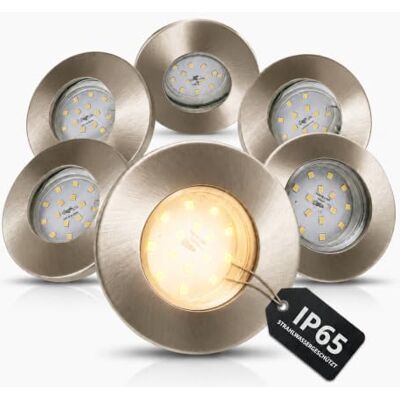 Trango 6er Set Einbaustrahler IP65 aus Edelstahl gebürstet 6729IP65-062MO inkl. 6x 5 Watt 3000K warmweiß Ultra Flach LED Modul für Bad, Dusche, Einbauspots, Deckenstrahler, Deckenlampe, Badleuchte Trango 6er Set Einbaustrahler IP65 aus Edelstahl gebürstet 6729IP65-062MO inkl. 6x 5 Watt 3000K warmweiß Ultra Flach LED Modul für Bad, Dusche, Einbauspots, Deckenstrahler, Deckenlampe, Badleuchte