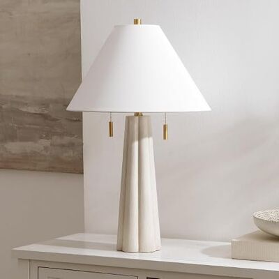 Safavieh Modern Glas Tischlampe, Weiß- und Goldblatt Safavieh Modern Glas Tischlampe, Weiß- und Goldblatt