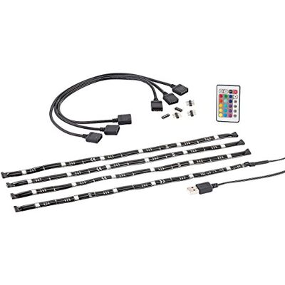 Lunartec Fernsehbeleuchtung: TV-Hintergrundbeleuchtung mit 4 RGB-Leisten für 117-177 cm, USB (LED Hintergrundbeleuchtung, LED TV, Kfz) Lunartec Fernsehbeleuchtung: TV-Hintergrundbeleuchtung mit 4 RGB-Leisten für 117-177 cm, USB (LED Hintergrundbeleuchtung, LED TV, Kfz)
