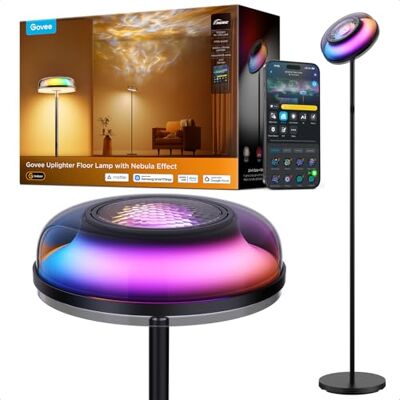 Govee Stehlampe Wohnzimmer mit Nebeleffekt,Unabhängige Tri-Zone Stehlampe RGBIC Warm und Kaltweiß-Wellenlichtlampe,80+ Szenen,2700-6500k,1000lm, Kompatibel mit Matter, Alexa,Google Assistant, 170cm Govee Stehlampe Wohnzimmer mit Nebeleffekt,Unabhängige Tri-Zone Stehlampe RGBIC Warm und Kaltweiß-Wellenlichtlampe,80+ Szenen,2700-6500k,1000lm, Kompatibel mit Matter, Alexa,Google Assistant, 170cm