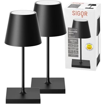 SIGOR Nuindie 2.0 mini Akku-Tischlampe, 2er-Set, nachtschwarz Dimmbar • Indoor & Outdoor • IP54 • 25 cm • USB-C • 12 h Leuchtdauer SIGOR Nuindie 2.0 mini Akku-Tischlampe, 2er-Set, nachtschwarz Dimmbar • Indoor & Outdoor • IP54 • 25 cm • USB-C • 12 h Leuchtdauer