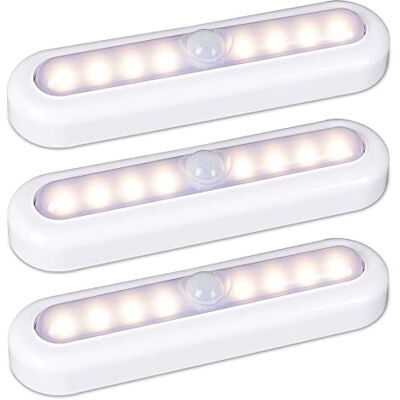 STAR-SPANGLED Schrankleuchten LED Batterie Bewegungsmelder, Schrankbeleuchtung Akku, Nachtlicht mit Haftend, Sensor Licht für Flur, Treppen, Kabinett, Schlafzimmer, Küche (18cm, Warmweiß, 3 Stück) STAR-SPANGLED Schrankleuchten LED Batterie Bewegungsmelder, Schrankbeleuchtung Akku, Nachtlicht mit Haftend, Sensor Licht für Flur, Treppen, Kabinett, Schlafzimmer, Küche (18cm, Warmweiß, 3 Stück)
