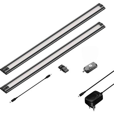 ledscom.de 2er Set LED Unterbau-Leuchte SIRIS schwarz matt mit Bewegungsmelder, flach, je 50cm, je 655lm, weiß ledscom.de 2er Set LED Unterbau-Leuchte SIRIS schwarz matt mit Bewegungsmelder, flach, je 50cm, je 655lm, weiß