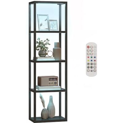 HOMCOM LED Stehlampe Wohnzimmer RGB Dimmbar mit Glasregalen Schwarz 4 Ebenen, Fernbedienung, Musik-Synchronisation, Timer, Standleuchte für Schlafzimmer HOMCOM LED Stehlampe Wohnzimmer RGB Dimmbar mit Glasregalen Schwarz 4 Ebenen, Fernbedienung, Musik-Synchronisation, Timer, Standleuchte für Schlafzimmer