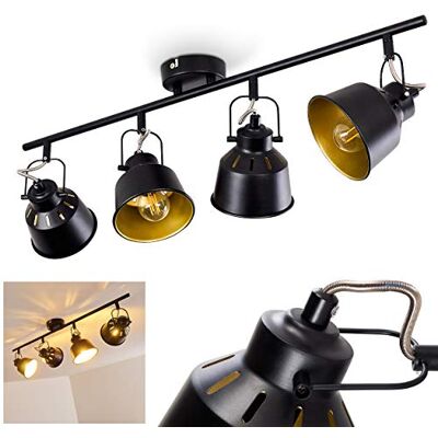 HOFSTEIN Deckenleuchte Safari, verstellbare Deckenlampe aus Metall in Schwarz/Goldfarben, Leuchte im Industrial/Retro/Vintage-Design mit Lichteffekt, 4xE14, Wohnzimmer, Esszimmer, Schlafzimmer, Küche HOFSTEIN Deckenleuchte Safari, verstellbare Deckenlampe aus Metall in Schwarz/Goldfarben, Leuchte im Industrial/Retro/Vintage-Design mit Lichteffekt, 4xE14, Wohnzimmer, Esszimmer, Schlafzimmer, Küche