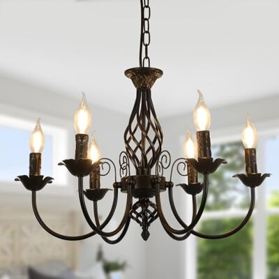 Comely Deckenleuchte Schwarz, Industrielle Kronleuchter, 6 Lichter E14 Industrielle Pendelleuchten, Pendellampe Vintage für Wohnzimmer, Schlafzimmer, Diele Küche, Esszimmer Comely Deckenleuchte Schwarz, Industrielle Kronleuchter, 6 Lichter E14 Industrielle Pendelleuchten, Pendellampe Vintage für Wohnzimmer, Schlafzimmer, Diele Küche, Esszimmer