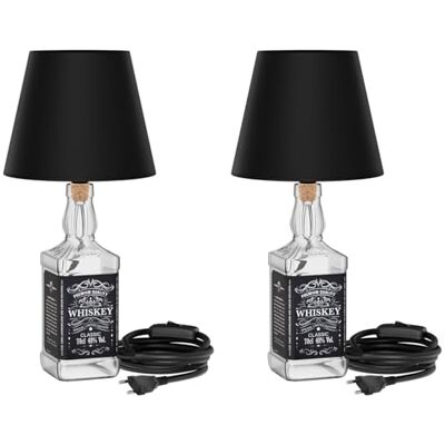 ledscom.de 2x Tischlampe FLAKO, Schalter, Bakelit, Textilkabel schwarz, Lampenschirm schwarz, 1x E27 max. 60W, ohne Flasche, ohne Leuchtmittel ledscom.de 2x Tischlampe FLAKO, Schalter, Bakelit, Textilkabel schwarz, Lampenschirm schwarz, 1x E27 max. 60W, ohne Flasche, ohne Leuchtmittel