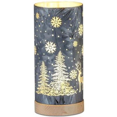 formano LED Tischlampe Deko Winterblau Stimmungslicht Zylinder 20 cm mit Holzsockel, Farbglas in geeister Optik, warmweißes LED Licht mit 6/18 Std. Timer für Herbst Weihnachten Fensterbank formano LED Tischlampe Deko Winterblau Stimmungslicht Zylinder 20 cm mit Holzsockel, Farbglas in geeister Optik, warmweißes LED Licht mit 6/18 Std. Timer für Herbst Weihnachten Fensterbank