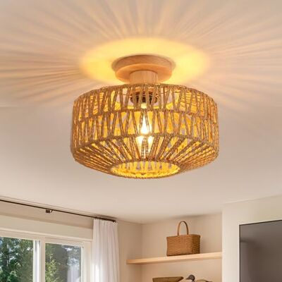 Toolight Rattan Deckenlampe Hängend Holz, Boho Deckenleuchte mit Rattan Lampenschirm, Vintage E27 Lampe Holz Deckenleuchte für Wohnzimmer Schlafzimmer Küche Esszimmer Flur Ø30cm(ohne Glühbirne) Toolight Rattan Deckenlampe Hängend Holz, Boho Deckenleuchte mit Rattan Lampenschirm, Vintage E27 Lampe Holz Deckenleuchte für Wohnzimmer Schlafzimmer Küche Esszimmer Flur Ø30cm(ohne Glühbirne)