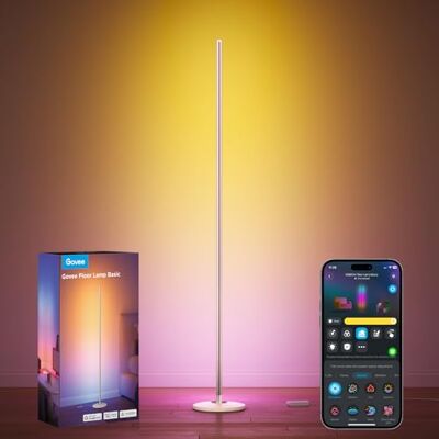Govee RGBIC LED Stehlampe Wohnzimmer, 1000lm Stehleuchte Dimmbar, Gold Arbeiten mit Matter & Alexa, 85 Szenenmodi, 16 Millionen Farben, DIY & Musikmodi, 136cm Ecklampe für Schlafzimmer Deko Govee RGBIC LED Stehlampe Wohnzimmer, 1000lm Stehleuchte Dimmbar, Gold Arbeiten mit Matter & Alexa, 85 Szenenmodi, 16 Millionen Farben, DIY & Musikmodi, 136cm Ecklampe für Schlafzimmer Deko