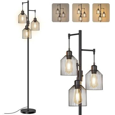 VASAGLE LED Stehlampe Dimmbar, Stehleuchte Wohnzimmer, Standleuchte, mit 3 x 700 Lumen LED-Glühbirnen, Lampenschirm aus Metall, modern, für Kinderzimmer, Büro, tintenschwarz LFL013BD02 VASAGLE LED Stehlampe Dimmbar, Stehleuchte Wohnzimmer, Standleuchte, mit 3 x 700 Lumen LED-Glühbirnen, Lampenschirm aus Metall, modern, für Kinderzimmer, Büro, tintenschwarz LFL013BD02