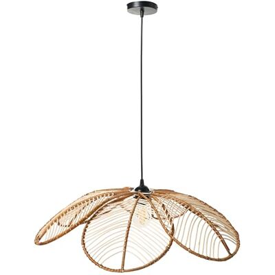 Beliani Pendelleuchte mit Rattan Schirm im Boho-Stil handgefertigt blumenförmig Natur Nigua Beliani Pendelleuchte mit Rattan Schirm im Boho-Stil handgefertigt blumenförmig Natur Nigua
