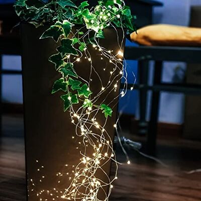 hellum LED Lichterkette außen Girlande, 2m beleuchtet, Timer & Trafo LED Girlande außen mit 576 Tauperlen LED warmweiß, 36 Stränge je 5m beleuchtet, silbernes Kabel, für Garten <59lm 577488 hellum LED Lichterkette außen Girlande, 2m beleuchtet, Timer & Trafo LED Girlande außen mit 576 Tauperlen LED warmweiß, 36 Stränge je 5m beleuchtet, silbernes Kabel, für Garten <59lm 577488