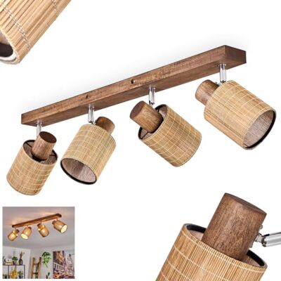 HOFSTEIN Deckenleuchte Kinnared, verstellbare Deckenlampe aus Holz/Metall/Bambus in Braun/Chrom/Natur, Leuchte im skandinavischen Design mit Lichteffekt, 4 x E14, Esszimmmer, Schlafzimmer, Wohnzimmer HOFSTEIN Deckenleuchte Kinnared, verstellbare Deckenlampe aus Holz/Metall/Bambus in Braun/Chrom/Natur, Leuchte im skandinavischen Design mit Lichteffekt, 4 x E14, Esszimmmer, Schlafzimmer, Wohnzimmer