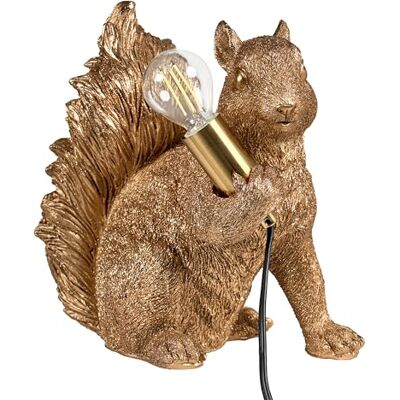 Beliani Tischlampe Kunstharz gold Glühbirnen-Optik 1-flammig Tiermotiv Eichhörnchen Pinoli Beliani Tischlampe Kunstharz gold Glühbirnen-Optik 1-flammig Tiermotiv Eichhörnchen Pinoli