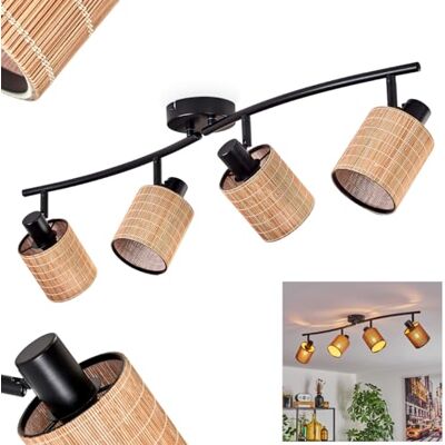 HOFSTEIN Deckenleuchte Kinnared, verstellbare Deckenlampe aus Metall/Bambus in Schwarz/Natur, Leuchte im Boho-Design, Lichteffekt durch Gitter-Optik, 4 x E14, Esszimmmer, Schlafzimmer, Wohnzimmer HOFSTEIN Deckenleuchte Kinnared, verstellbare Deckenlampe aus Metall/Bambus in Schwarz/Natur, Leuchte im Boho-Design, Lichteffekt durch Gitter-Optik, 4 x E14, Esszimmmer, Schlafzimmer, Wohnzimmer