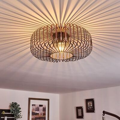 HOFSTEIN Deckenleuchte Wemude, runde Deckenlampe aus Metall, Lampe Wohnzimmer, Schlafzimmer, 1-flammig, E27-Fassung, Schwarz Kupfer, 40 cm, Vintage, Modern, Retro, Lichteffekt durch Gitter-Optik HOFSTEIN Deckenleuchte Wemude, runde Deckenlampe aus Metall, Lampe Wohnzimmer, Schlafzimmer, 1-flammig, E27-Fassung, Schwarz Kupfer, 40 cm, Vintage, Modern, Retro, Lichteffekt durch Gitter-Optik