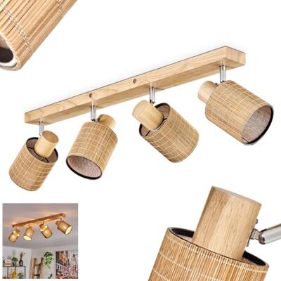 HOFSTEIN Deckenleuchte Kinnared, verstellbare Deckenlampe aus Holz/Metall/Bambus in Natur/Chrom, Leuchte im Boho/skandinavischen Design mit Lichteffekt, 4 x E14, Esszimmmer, Schlafzimmer, Wohnzimmer HOFSTEIN Deckenleuchte Kinnared, verstellbare Deckenlampe aus Holz/Metall/Bambus in Natur/Chrom, Leuchte im Boho/skandinavischen Design mit Lichteffekt, 4 x E14, Esszimmmer, Schlafzimmer, Wohnzimmer