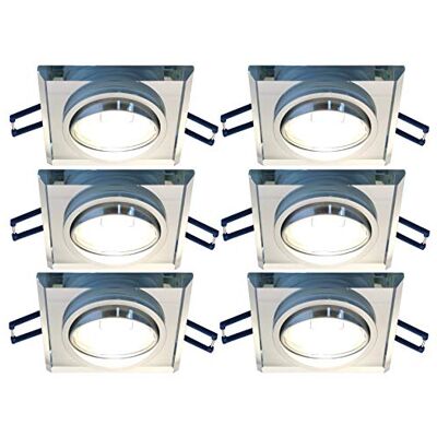 Trango 6er Set *CRYSTAL* LED Deckenstrahler 6729S-06M6KSD aus Glas handgeschliffen inkl. 3-Stufen dimmbar Ultra Flach LED Modul 6000K Tageslichtweiß Einbauleuchte Deckenleuchte Einbaustrahler Trango 6er Set *CRYSTAL* LED Deckenstrahler 6729S-06M6KSD aus Glas handgeschliffen inkl. 3-Stufen dimmbar Ultra Flach LED Modul 6000K Tageslichtweiß Einbauleuchte Deckenleuchte Einbaustrahler
