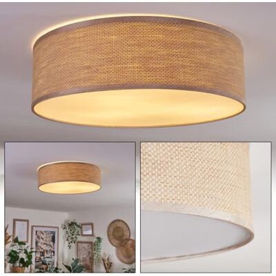 HOFSTEIN Deckenleuchte Antillo, Deckenlampe aus Metall/Papiergeflecht/Kunststoff in Nickel-matt/Natur/Beige/Weiß, runde Leuchte im Boho-Design (Ø 40cm), E27, Esszimmer, Wohnzimmer, Schlafzimmer, Küche HOFSTEIN Deckenleuchte Antillo, Deckenlampe aus Metall/Papiergeflecht/Kunststoff in Nickel-matt/Natur/Beige/Weiß, runde Leuchte im Boho-Design (Ø 40cm), E27, Esszimmer, Wohnzimmer, Schlafzimmer, Küche