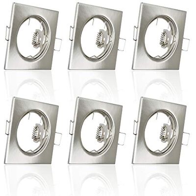 Maxkomfort 6x Einbaustrahler IP20 mit GU10 Fassung ECKIG eisen gebürstet Einbauspot Einbauleuchte Rahmen Rostfrei Deckenspot Strahler Spot 804 Maxkomfort 6x Einbaustrahler IP20 mit GU10 Fassung ECKIG eisen gebürstet Einbauspot Einbauleuchte Rahmen Rostfrei Deckenspot Strahler Spot 804