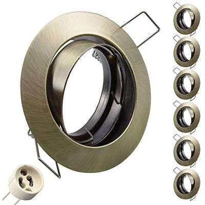 Maxkomfort 6x SET Einbaustrahler + GU10 für 230V alt Messing Schwenkbar rund Einbau Spots Decken Strahler Leuchte Spots Deckenleuchte Lampe Einbauleuchte Einbaurahmen 104S-TP MS Maxkomfort 6x SET Einbaustrahler + GU10 für 230V alt Messing Schwenkbar rund Einbau Spots Decken Strahler Leuchte Spots Deckenleuchte Lampe Einbauleuchte Einbaurahmen 104S-TP MS