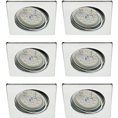 Trango 6er Set Einbaustrahler 6729-068SMO in Chrom Eckig Einbauleuchten Deckenspots Deckenstrahler Einbauspots Strahler inkl. 6x 5 Watt LED Modul Ultra Flach nur 3cm Einbautiefe 3000K warmweiß Trango 6er Set Einbaustrahler 6729-068SMO in Chrom Eckig Einbauleuchten Deckenspots Deckenstrahler Einbauspots Strahler inkl. 6x 5 Watt LED Modul Ultra Flach nur 3cm Einbautiefe 3000K warmweiß