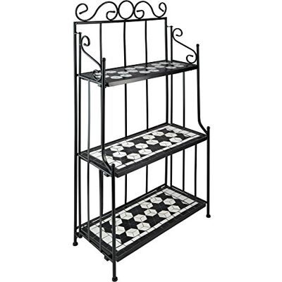 tectake 800572 Metallregal Mosaik, 3 Regalfächer aus Steinmosaik, geschwungener Metallrahmen Diverse Farben (Schwarz-Weiß Nr. 402771) tectake 800572 Metallregal Mosaik, 3 Regalfächer aus Steinmosaik, geschwungener Metallrahmen Diverse Farben (Schwarz-Weiß Nr. 402771)