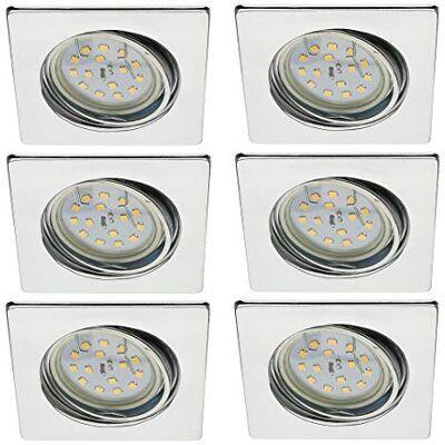 Trango 6er Set 6729-068SMOSD Einbaustrahler in Chrom-Optik Eckig inkl. 6x 5 Watt 3-Stufen dimmbar LED Modul nur 30mm Einbautiefe 3000K warmweiß Einbauleuchte, Deckenstrahler, Deckenlampe Trango 6er Set 6729-068SMOSD Einbaustrahler in Chrom-Optik Eckig inkl. 6x 5 Watt 3-Stufen dimmbar LED Modul nur 30mm Einbautiefe 3000K warmweiß Einbauleuchte, Deckenstrahler, Deckenlampe