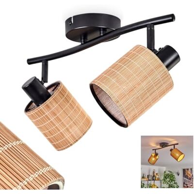HOFSTEIN Deckenleuchte Kinnared, verstellbare Deckenlampe aus Metall/Bambus in Schwarz/Natur, Leuchte im Boho-Design, Lichteffekt durch Gitter-Optik, 2 x E14, Esszimmmer, Schlafzimmer, Wohnzimmer HOFSTEIN Deckenleuchte Kinnared, verstellbare Deckenlampe aus Metall/Bambus in Schwarz/Natur, Leuchte im Boho-Design, Lichteffekt durch Gitter-Optik, 2 x E14, Esszimmmer, Schlafzimmer, Wohnzimmer